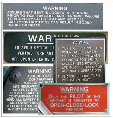 Flight-Training-Placard-Airplane-Limitations